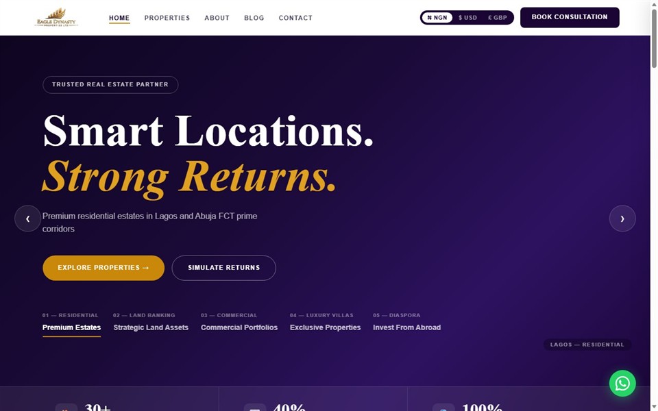 Eagle Dynasty Properties homepage